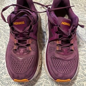 Hoka One One Women's Plum and Orange Athletic Shoes